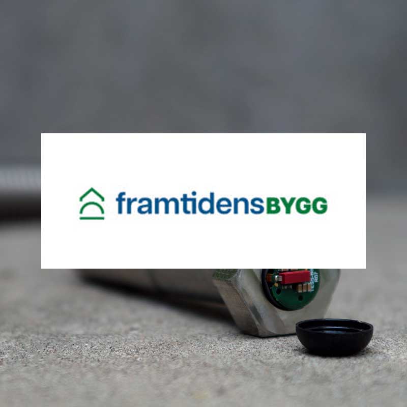 Framtidens bygg logotyp framför Strainlabs bolts