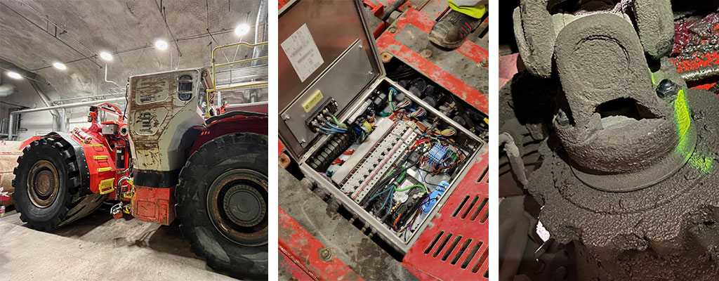 Boliden underground loader with Strainlabs Router and Bolts